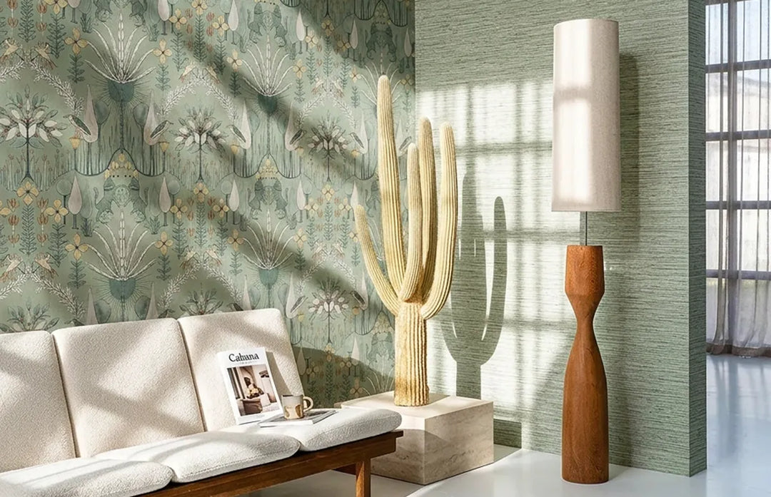 Tenderwalls_Tapete_Fibra_Marrakesch_grün_wohnzimmer