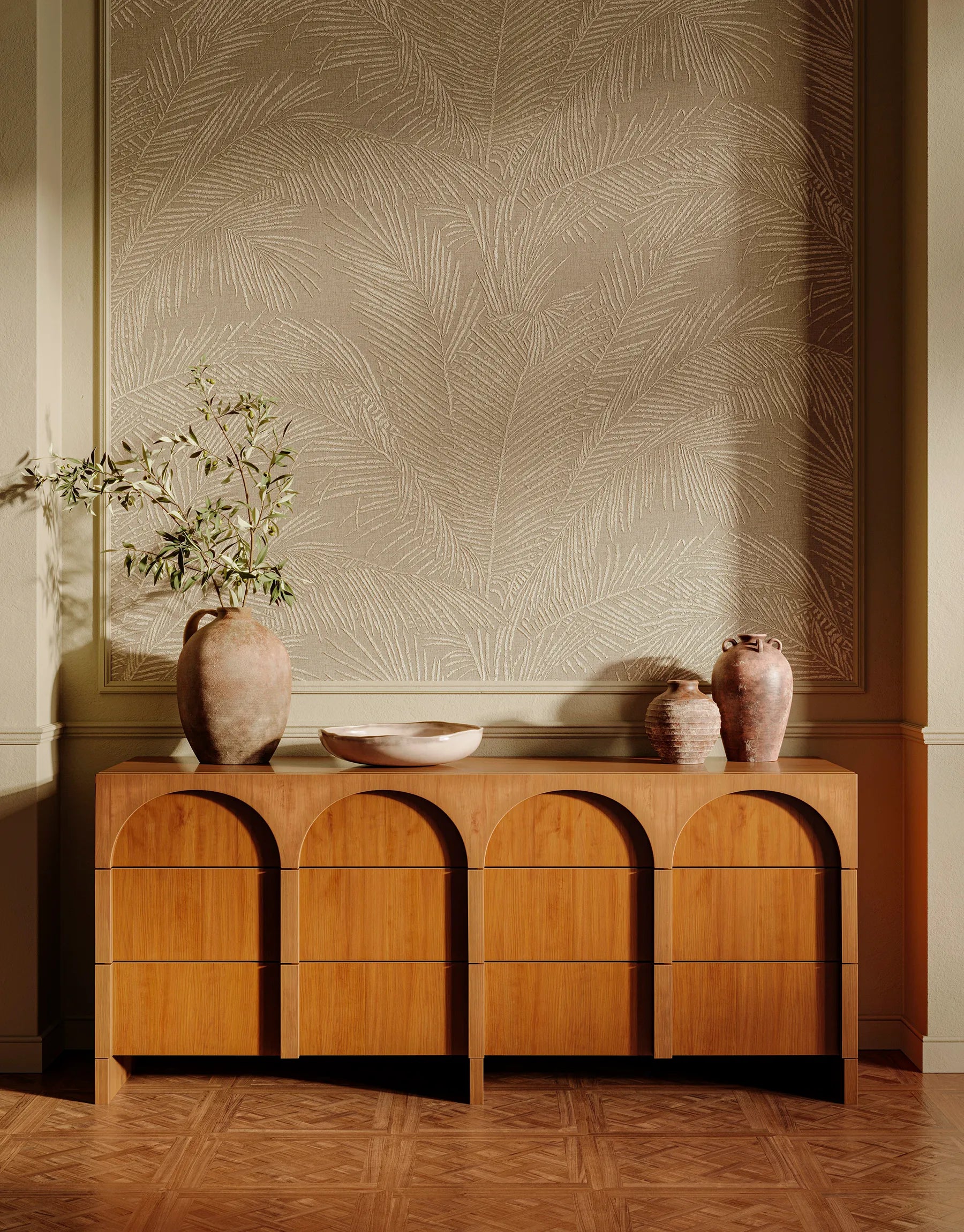 moderne Beige Tapete fürs Wohnzimmer