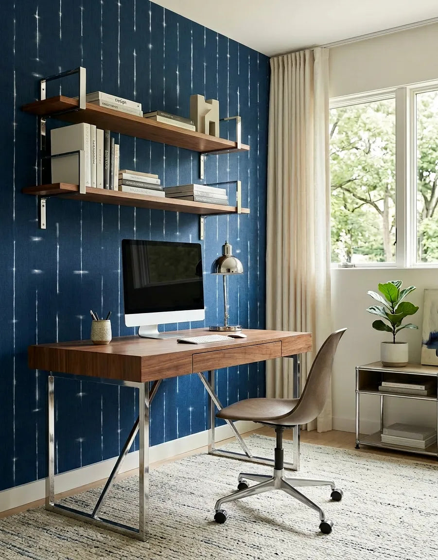 Home-Office Tapete in Blau für stilvolle Arbeitszimmer von Coordonné