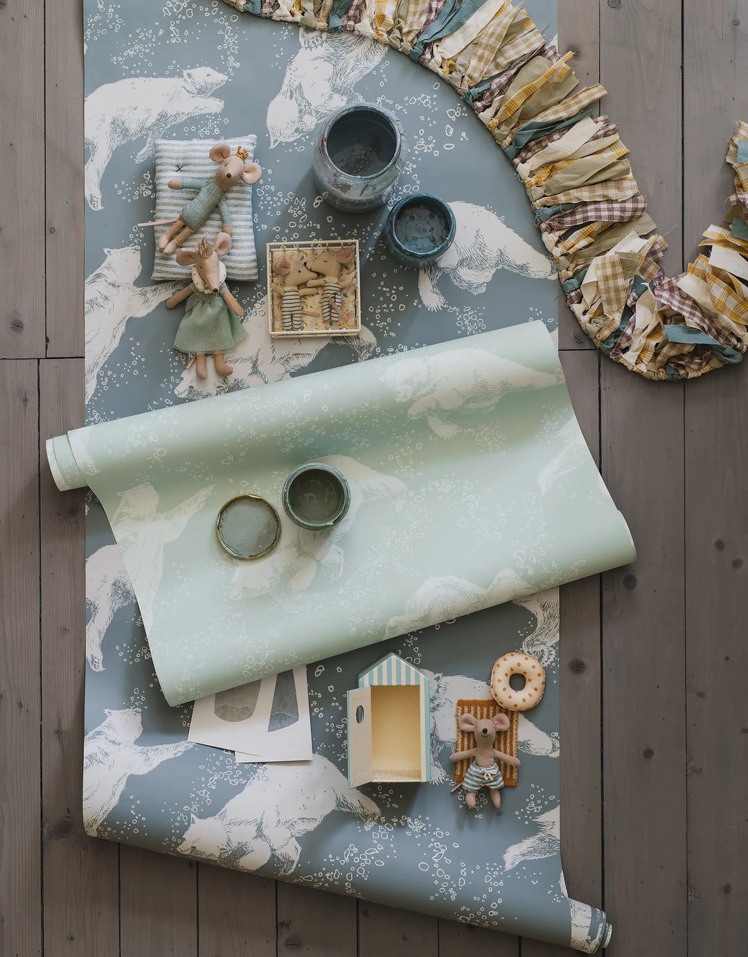 Tapete Blubberbär Blau