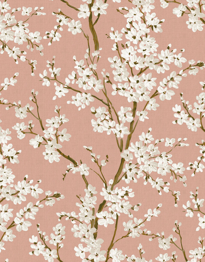 Rosa Japandi Vliestapete mit Sakura