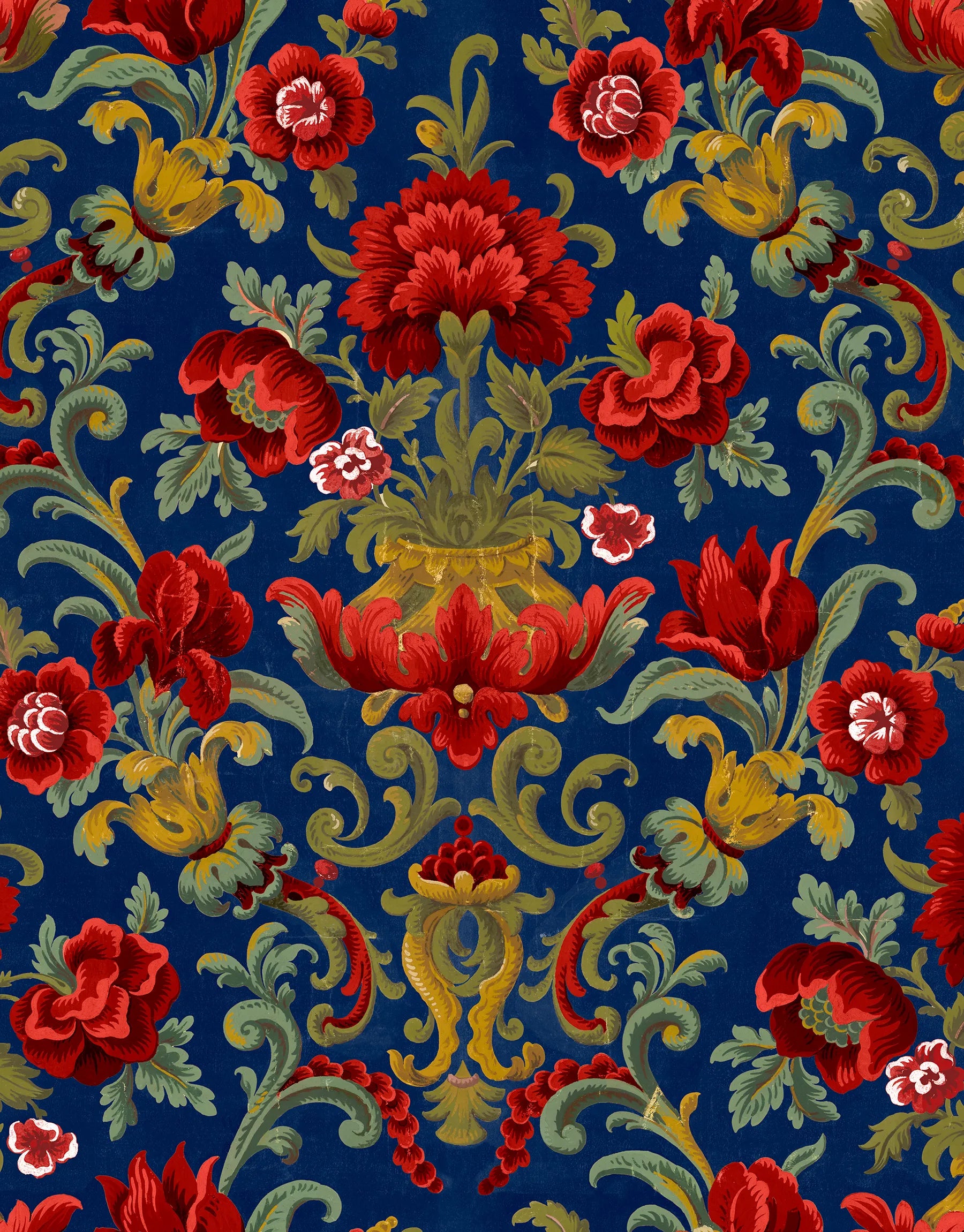 Artikelbild florale Damaskustapete in Rot 